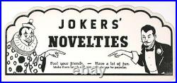 Vintage 1950s Joker's Novelties Cardboard Sign Retro Joke Shop Display NOS
