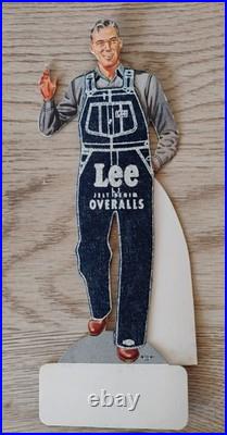 Vintage 1950s Lee Jelt Denim Overalls Cardboard Stand Up Store Advertisement