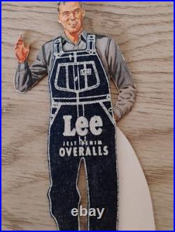 Vintage 1950s Lee Jelt Denim Overalls Cardboard Stand Up Store Advertisement