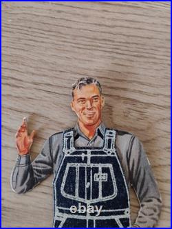Vintage 1950s Lee Jelt Denim Overalls Cardboard Stand Up Store Advertisement