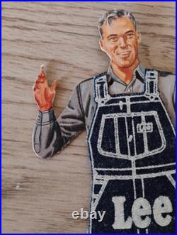 Vintage 1950s Lee Jelt Denim Overalls Cardboard Stand Up Store Advertisement