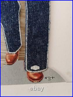 Vintage 1950s Lee Jelt Denim Overalls Cardboard Stand Up Store Advertisement