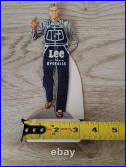 Vintage 1950s Lee Jelt Denim Overalls Cardboard Stand Up Store Advertisement
