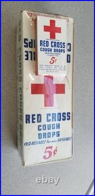 Vintage 1950s Red Cross 5 Cent Cough Drops Counter Display Full Boxes Shelf Up 2