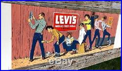 Vintage 1954 Levis Store Display Sign, 8ft Litho Corrugated Cardboard, NOS