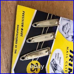 Vintage 1956 Double Sided Store Display 12 Pair TRIM Nail Clippers Bassett USA