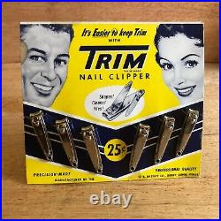 Vintage 1956 Double Sided Store Display 12 Pair TRIM Nail Clippers Bassett USA