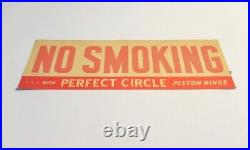 Vintage 1960's Perfect Circle Piston Rings No Smoking Store Display Sign Used
