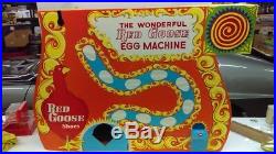 Vintage 1960's Red Goose Shoes Golden Egg Machine Store Display With 5 Toy Eggs