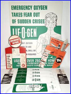 Vintage 1960s Allied Health Lif-O-Gen Emergency Oxygen Pharmacy Store Display