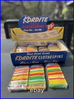 Vintage 1960s Kordite Plastic Clothespins Store Display Retro Laundry