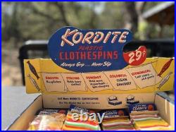 Vintage 1960s Kordite Plastic Clothespins Store Display Retro Laundry