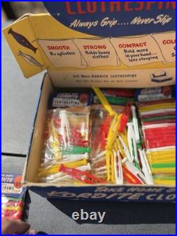 Vintage 1960s Kordite Plastic Clothespins Store Display Retro Laundry