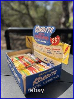 Vintage 1960s Kordite Plastic Clothespins Store Display Retro Laundry