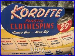 Vintage 1960s Kordite Plastic Clothespins Store Display Retro Laundry