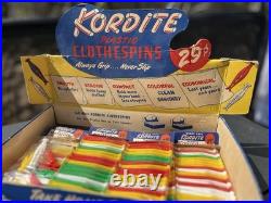 Vintage 1960s Kordite Plastic Clothespins Store Display Retro Laundry