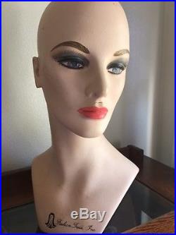 Vintage 1960s Style Store Hat Display Mannequin Head Hair Model