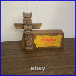 Vintage 1960s Wolverine Skinjins Moccasins Store Display Wood Totem Advertising