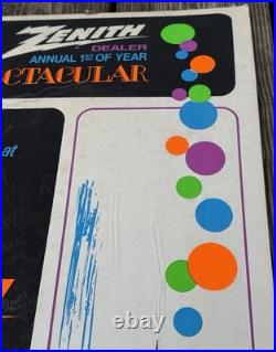 Vintage 1960s Zenith Store Display Advertising Sign Transistor Radio Cardboard