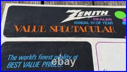 Vintage 1960s Zenith Store Display Advertising Sign Transistor Radio Cardboard