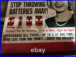 Vintage 1965 Fedtro Deluxe Battery Charger Store Display Advertising Sign