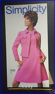 Vintage 1968 Simplicity Sewing Pattern Store Display Standee 60's Neon Pink Suit