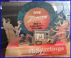 Vintage 1970's Zenith Electronics Corp. Counter Top Cardboard Christmas Display