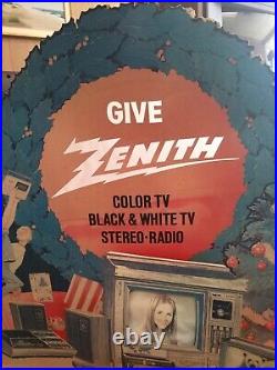 Vintage 1970's Zenith Electronics Corp. Counter Top Cardboard Christmas Display
