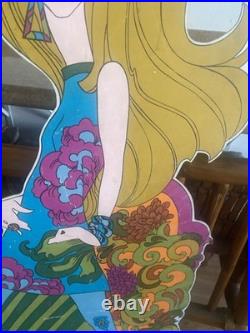 Vintage 1970s Blonde Mod Girl Pop Art Board 58 Life Size Store Display Stabney