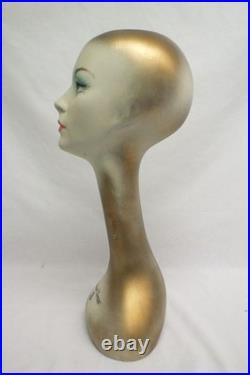 Vintage 1970s Fashion Tress Hat Wig Stand Head Store DIsplay Alien Long Neck