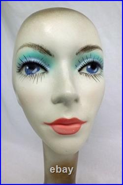 Vintage 1970s Fashion Tress Hat Wig Stand Head Store DIsplay Alien Long Neck