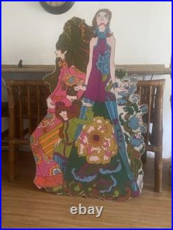 Vintage 1970s Psychedelic Pop Art Board 60 Life Size Mod Store Display Stabney