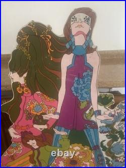 Vintage 1970s Psychedelic Pop Art Board 60 Life Size Mod Store Display Stabney