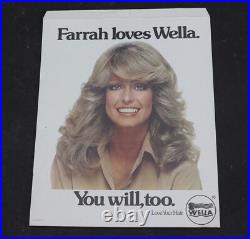 Vintage 1977 Farrah Fawcett Loves Wella Hair Product Store Display Standee Ad