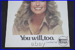 Vintage 1977 Farrah Fawcett Loves Wella Hair Product Store Display Standee Ad