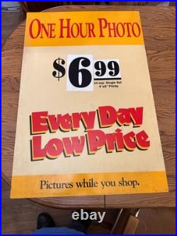 Vintage 1980's-90's One Hour Photo Large Plastic Store Display Sign