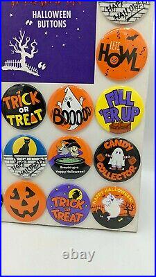 Vintage 1980's Halloween Button Store Display 36 Buttons 2 size