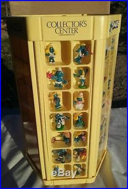 Vintage 1980s Smurf Collector's Center with figures 1983 toy store display case