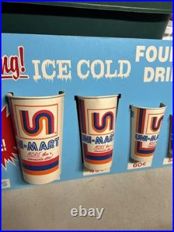 Vintage 1980s Uni-Mart Convenience Store Fountain Soda Cup Size Display Sign