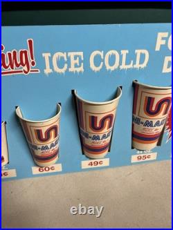 Vintage 1980s Uni-Mart Convenience Store Fountain Soda Cup Size Display Sign