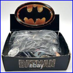 Vintage 1989 Batman Movie Button Pin Pinbacks Box Nicholson Joker Keaton 106 pcs