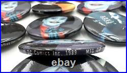 Vintage 1989 Batman Movie Button Pin Pinbacks Box Nicholson Joker Keaton 106 pcs