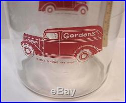 Vintage 2 Gallon Glass Gordon's Foods Snacks Jar & LID Store Display Tom's Lance
