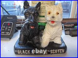 Vintage 40's Black & White Scotch Whisky Scottie Dog & Glass Bottle Display W@W