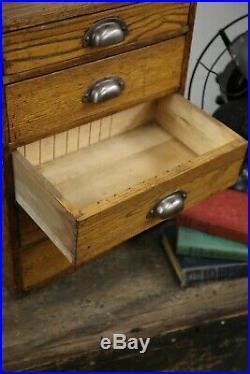 Vintage 5 Drawer Oak Cabinet Hardware store display Tool box jewelry Watches etc