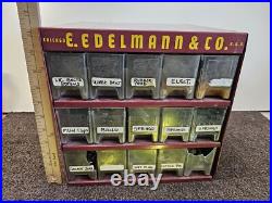 Vintage 50s 60s E. Edelmann Advertising Parts Cabinet Store Display 11.5 Square