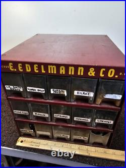 Vintage 50s 60s E. Edelmann Advertising Parts Cabinet Store Display 11.5 Square