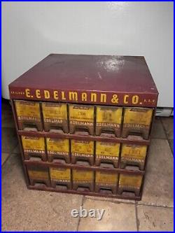 Vintage 50s 60s E. Edelmann Advertising Parts Cabinet Store Display(12x12x12)