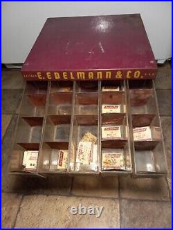 Vintage 50s 60s E. Edelmann Advertising Parts Cabinet Store Display(12x12x12)