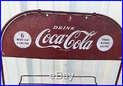 Vintage 50s COCA-COLA Wire Display Store Rack Sign 6-Pack Carton Folding Shelves